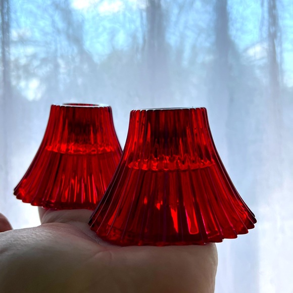 Red Glass Candle holders - Picture 2 of 8